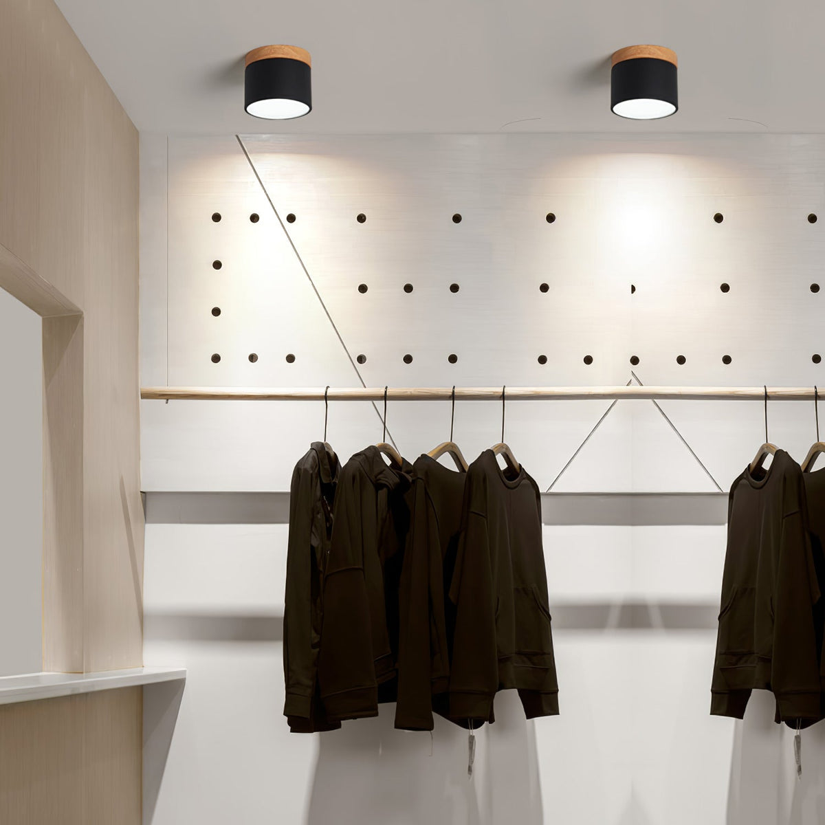 Plafonnier Spot | Wood LED Ceiling Spotlight, Surface Mount Downlight for Hallway, Closet and Living Room