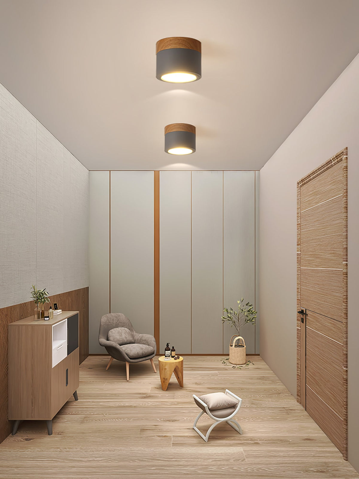Plafonnier Spot | Wood LED Ceiling Spotlight, Surface Mount Downlight for Hallway, Closet and Living Room