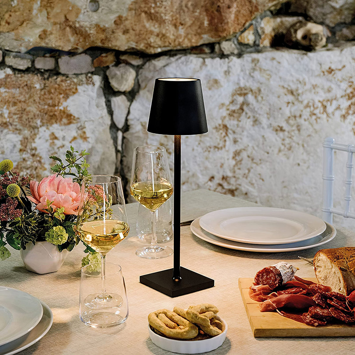 Doku | Cordless Rechargeable Table Lamp, Dimmable Battery LED Lamp for Dining Table and Patio