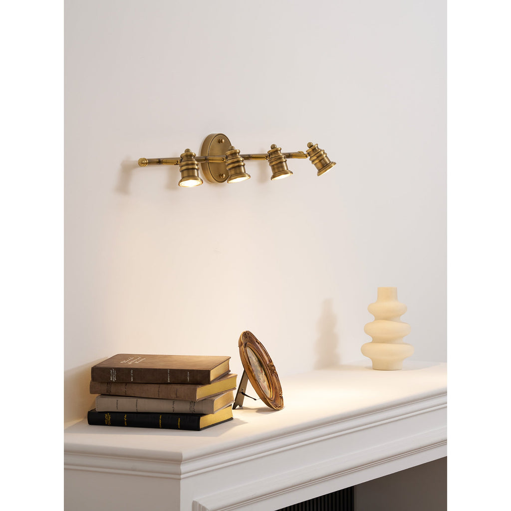 Beaumont | Brass Spotlight Vanity Light Bar, Adjustable Wall Light