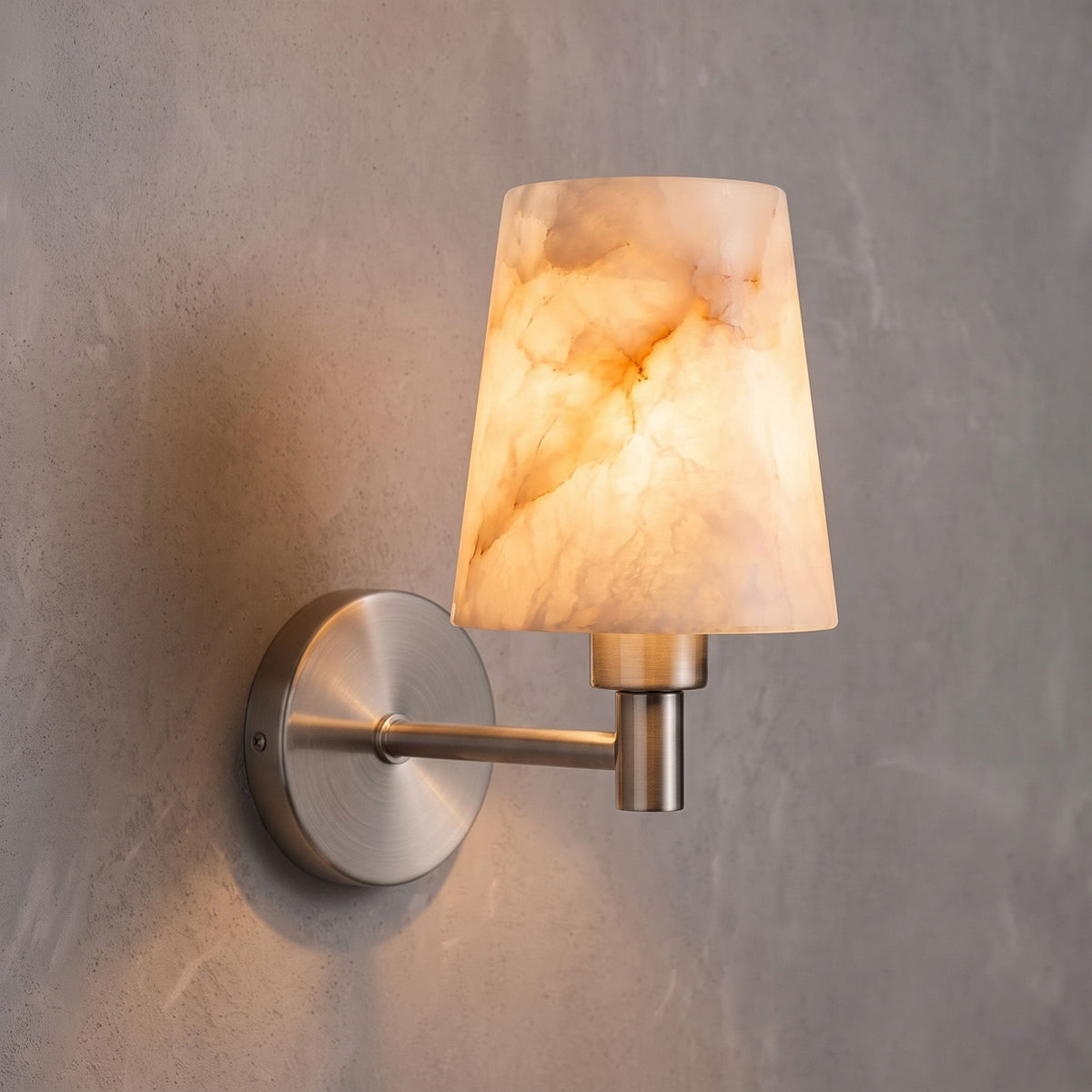 Sorrento | Alabaster Wall Sconce, Spanish Alabaster and Brass Wall Light, Dimmable