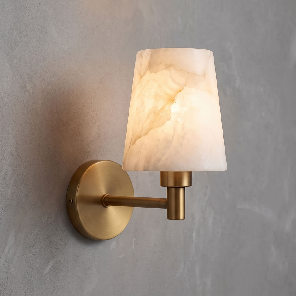 Sorrento | Alabaster Wall Sconce, Spanish Alabaster and Brass Wall Light, Dimmable