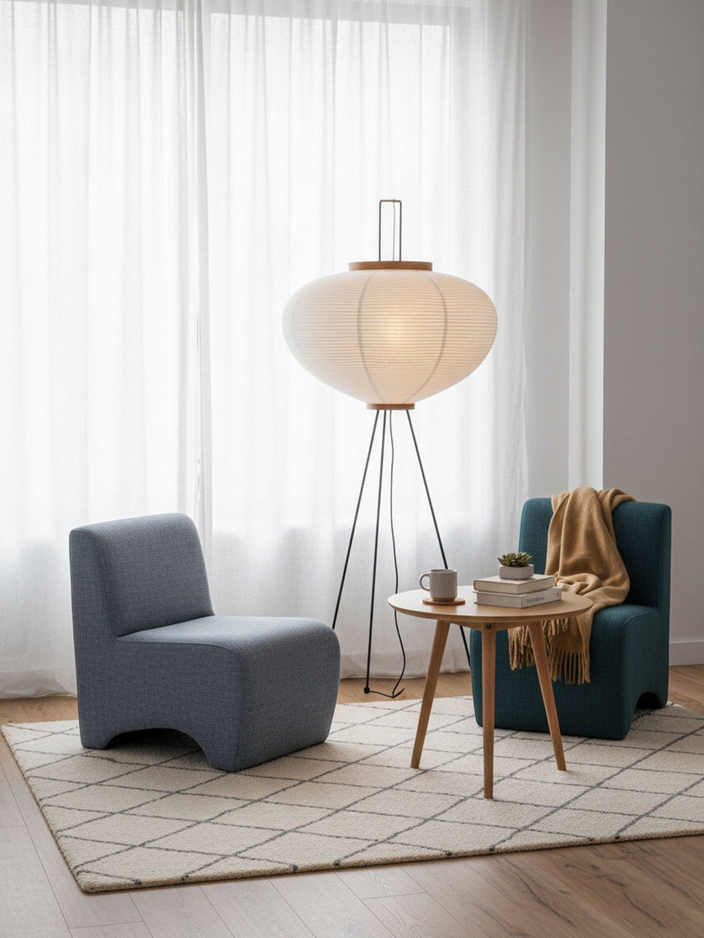 Rice Paper | Floor Lamp, Japanese Paper Lantern Standing Lamp, Japandi Floor Light for Living Room