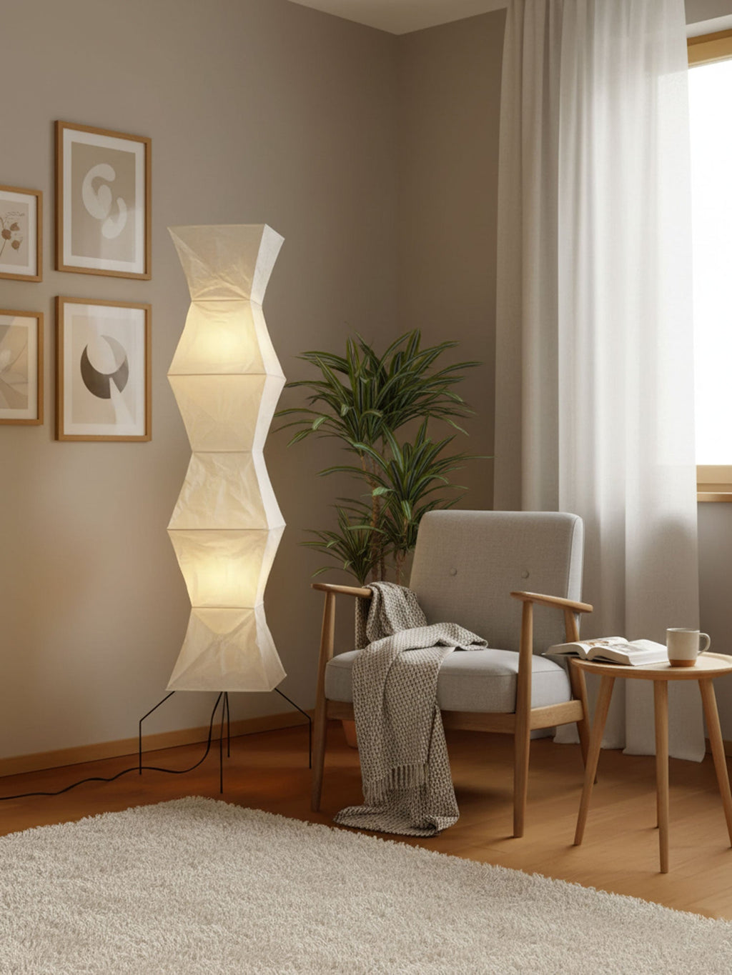Rice Paper | Floor Lamp, Japanese Paper Lantern Standing Lamp, Japandi Floor Light for Living Room