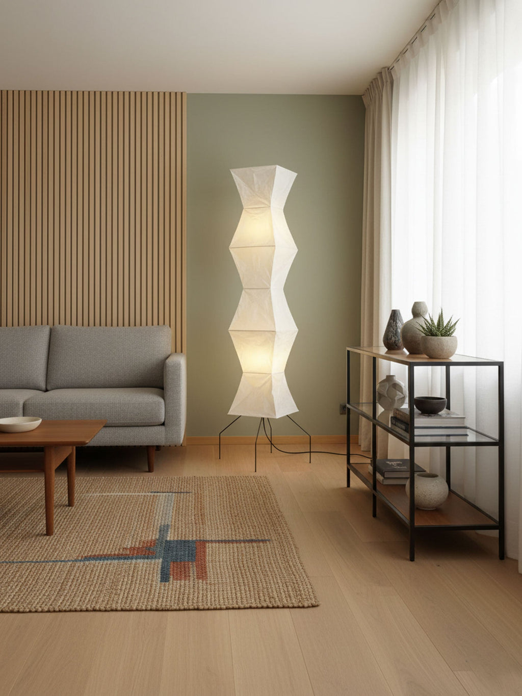 Rice Paper | Floor Lamp, Japanese Paper Lantern Standing Lamp, Japandi Floor Light for Living Room