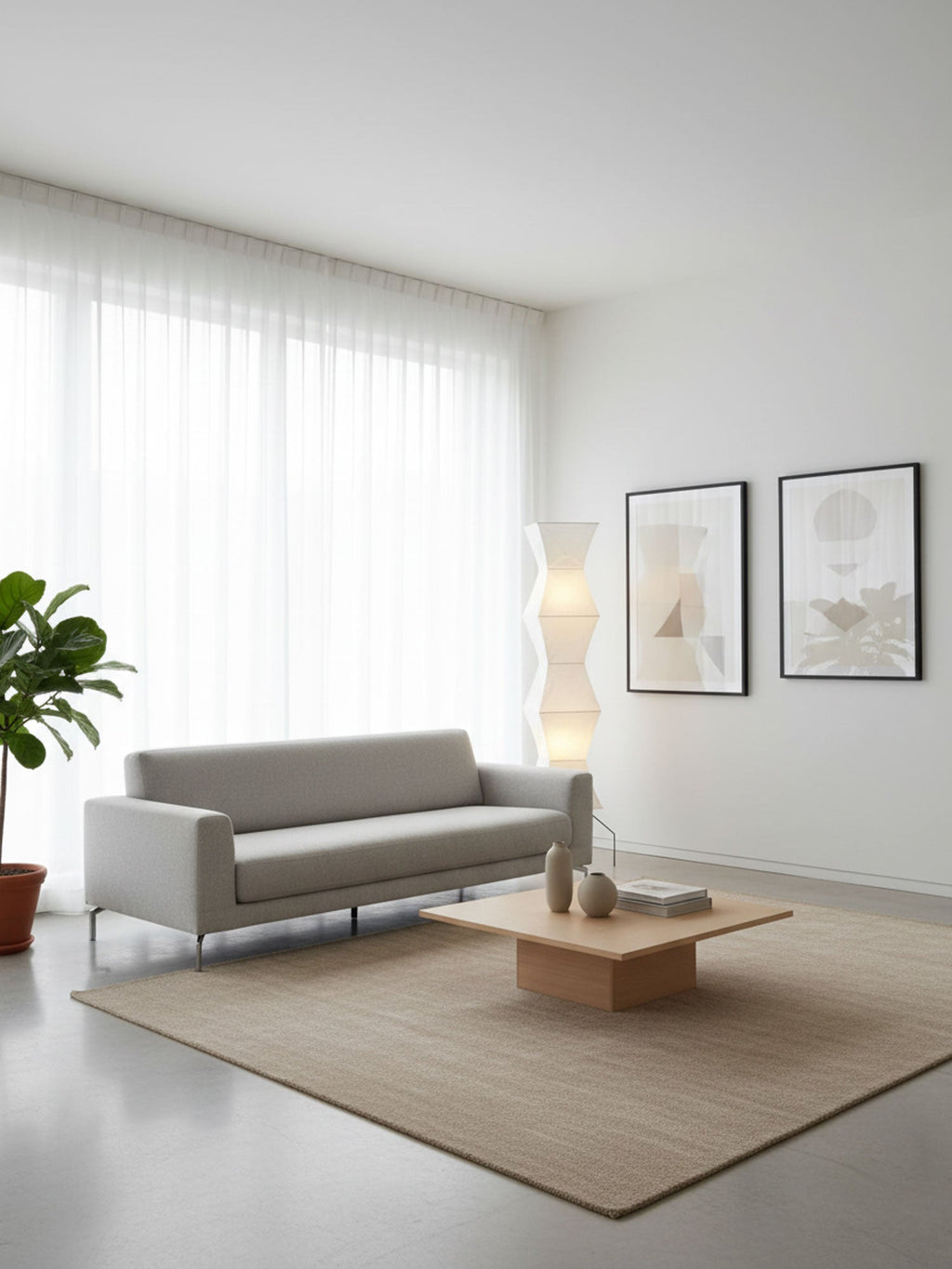 Rice Paper | Floor Lamp, Japanese Paper Lantern Standing Lamp, Japandi Floor Light for Living Room