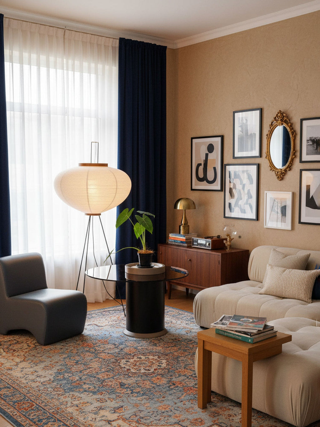 Rice Paper | Floor Lamp, Japanese Paper Lantern Standing Lamp, Japandi Floor Light for Living Room