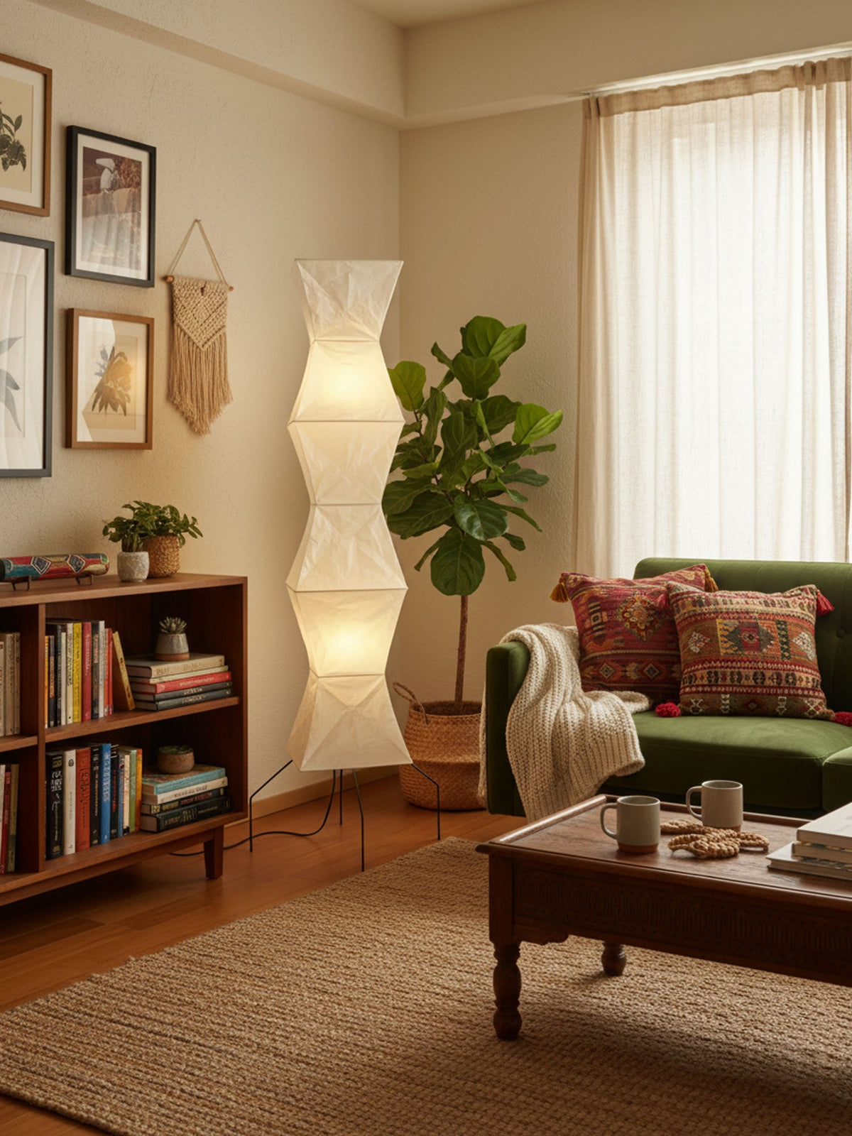 Rice Paper | Floor Lamp, Japanese Paper Lantern Standing Lamp, Japandi Floor Light for Living Room