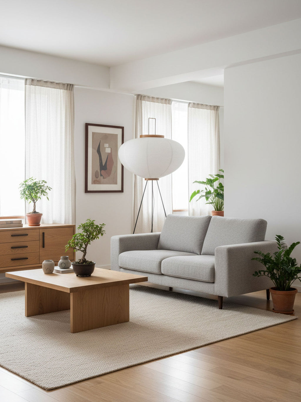 Rice Paper | Floor Lamp, Japanese Paper Lantern Standing Lamp, Japandi Floor Light for Living Room