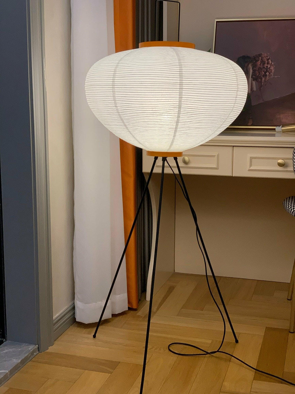 Rice Paper | Floor Lamp, Japanese Paper Lantern Standing Lamp, Japandi Floor Light for Living Room