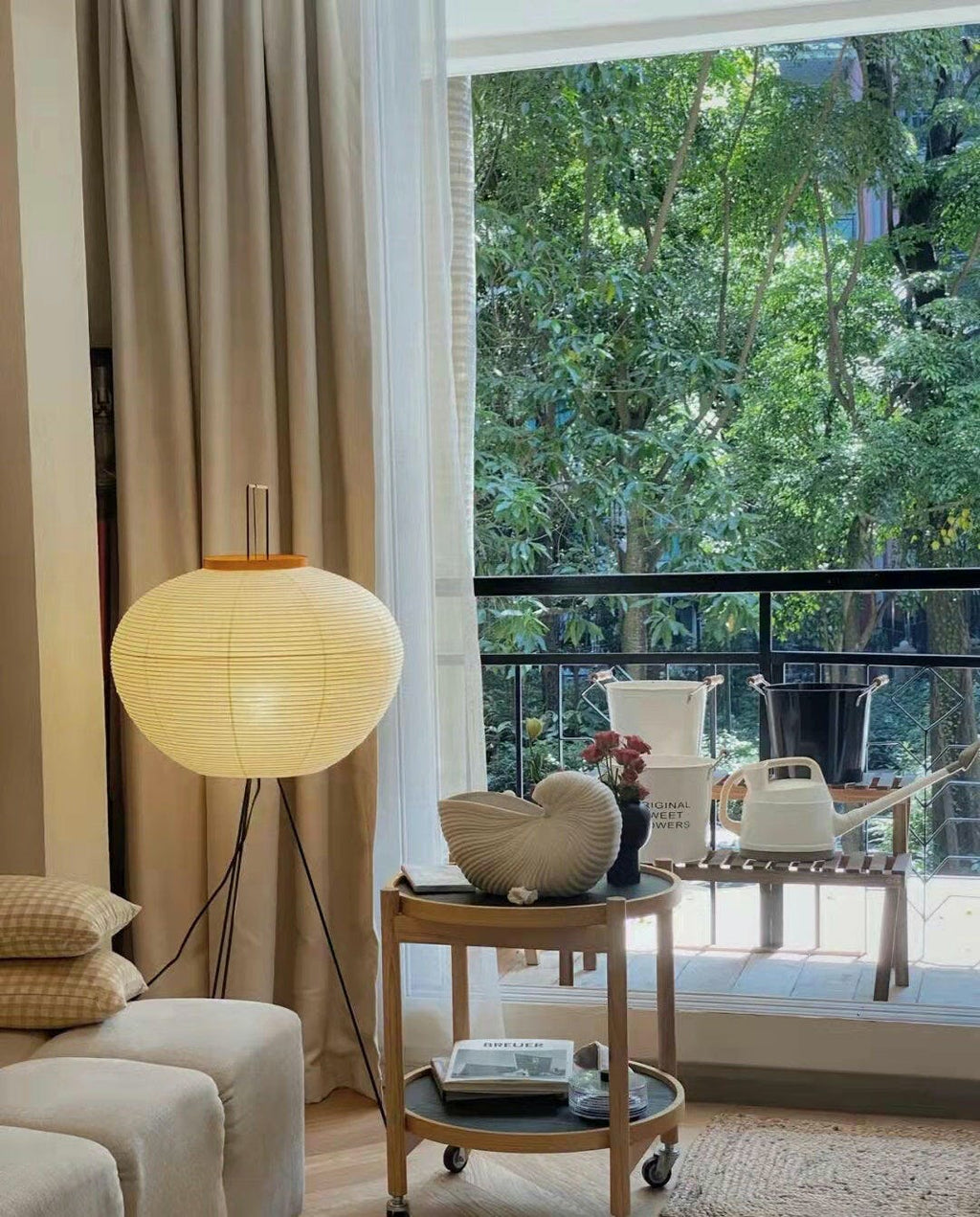 Rice Paper | Floor Lamp, Japanese Paper Lantern Standing Lamp, Japandi Floor Light for Living Room