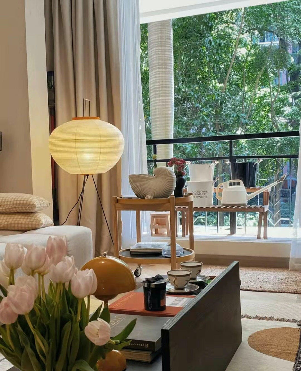Rice Paper | Floor Lamp, Japanese Paper Lantern Standing Lamp, Japandi Floor Light for Living Room