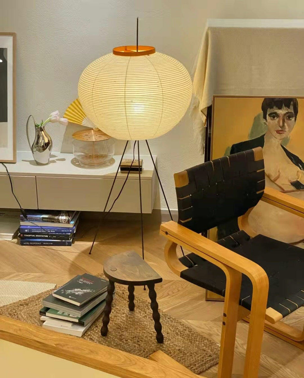 Rice Paper | Floor Lamp, Japanese Paper Lantern Standing Lamp, Japandi Floor Light for Living Room