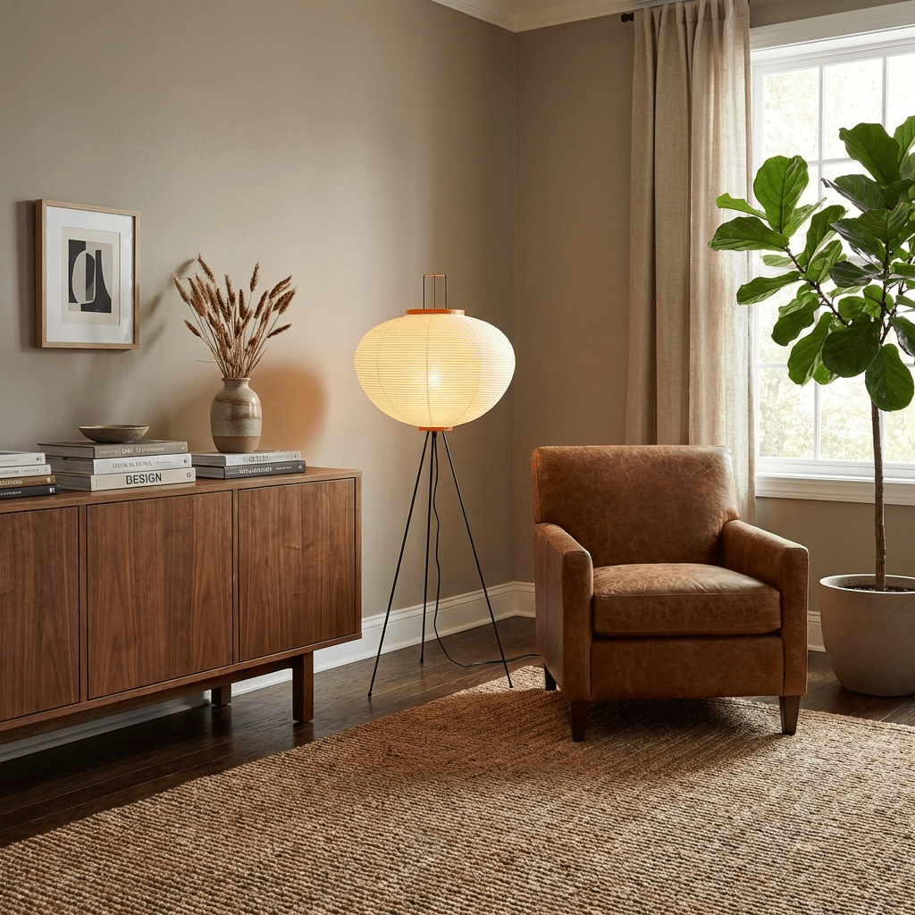 Rice Paper | Floor Lamp, Japanese Paper Lantern Standing Lamp, Japandi Floor Light for Living Room