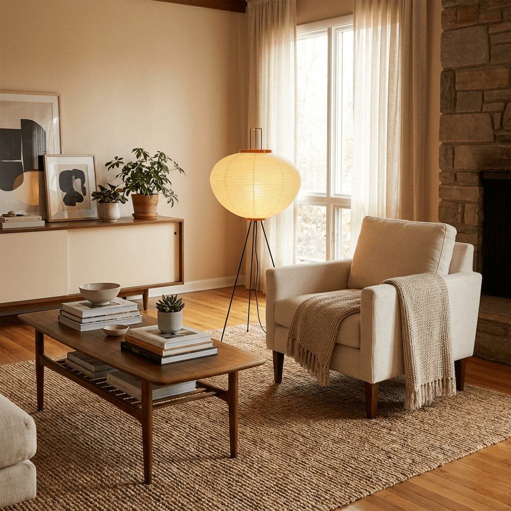 Rice Paper | Floor Lamp, Japanese Paper Lantern Standing Lamp, Japandi Floor Light for Living Room