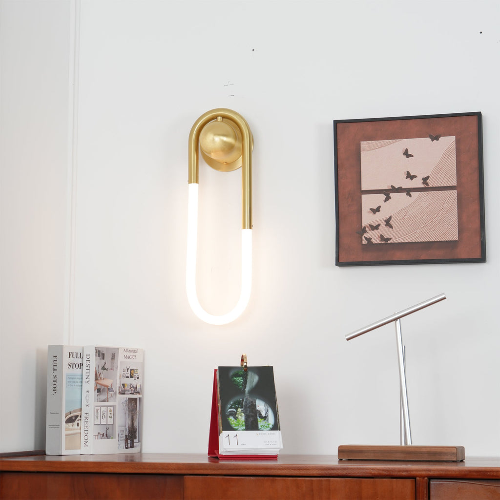 Rudi Loop | Modern LED Wall Sconce, Brass Loop Wall Light for Bedroom, Hallway and Staircase