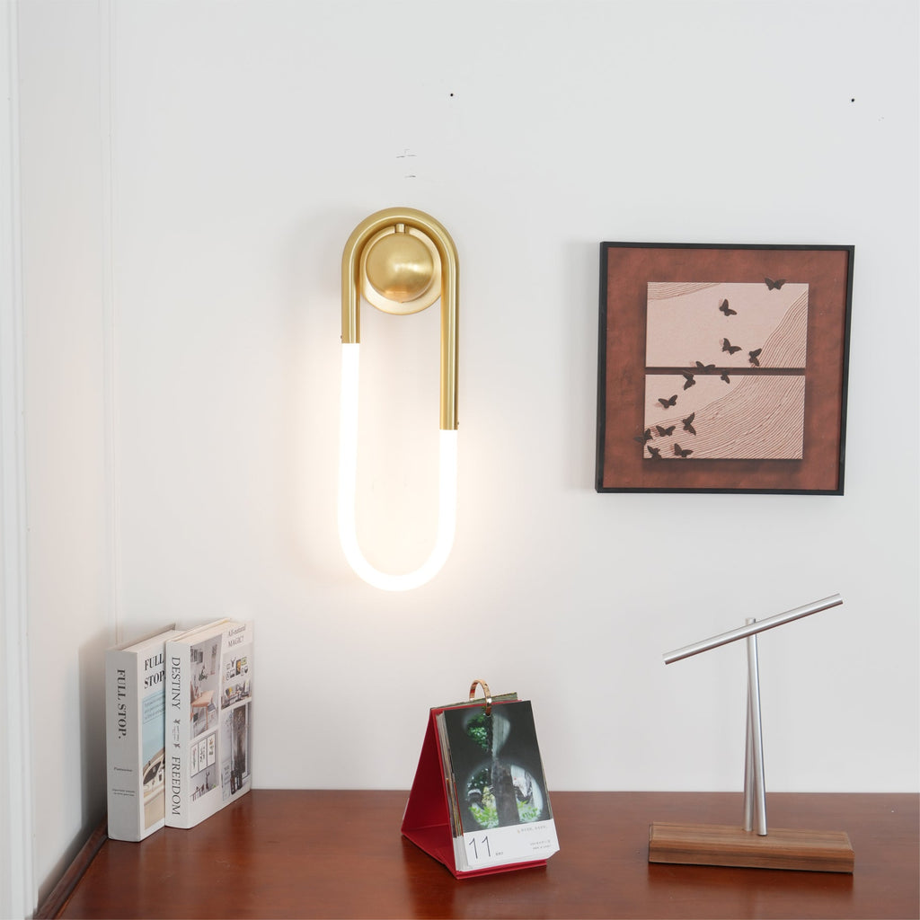 Rudi Loop | Modern LED Wall Sconce, Brass Loop Wall Light for Bedroom, Hallway and Staircase