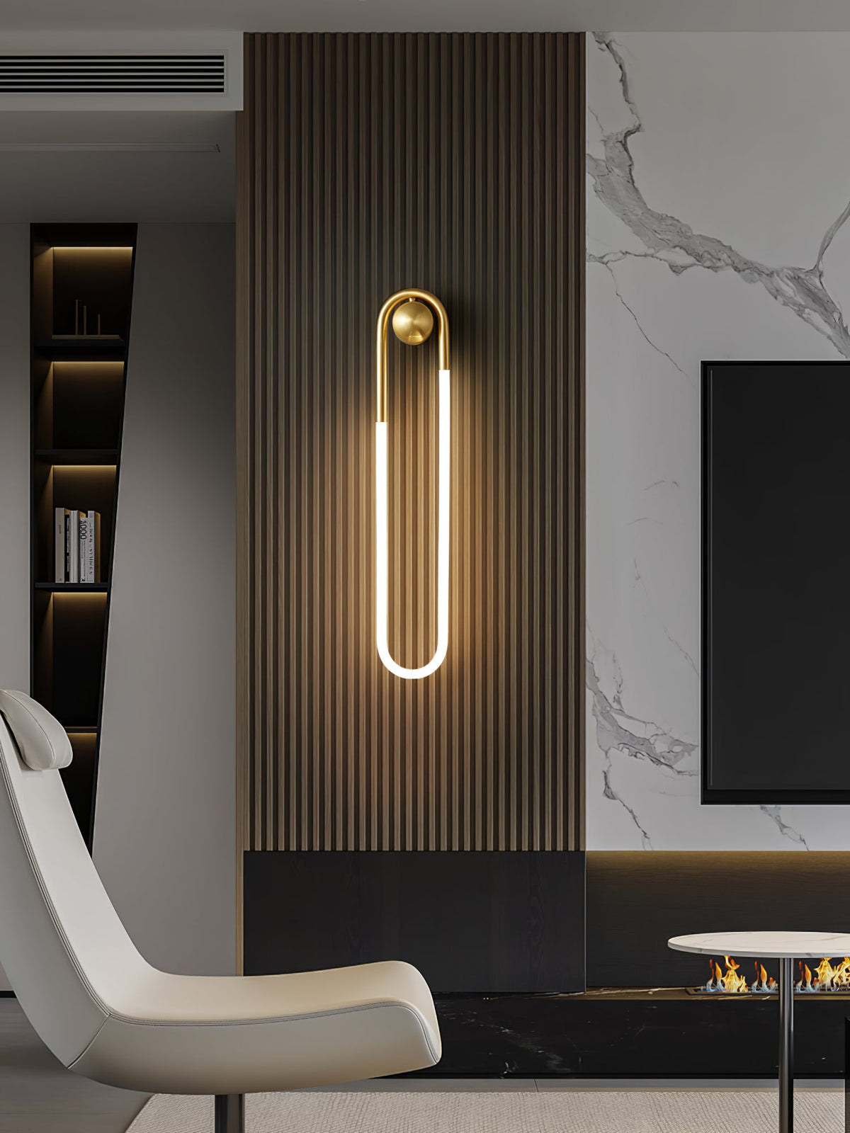 Rudi Loop | Modern LED Wall Sconce, Brass Loop Wall Light for Bedroom, Hallway and Staircase