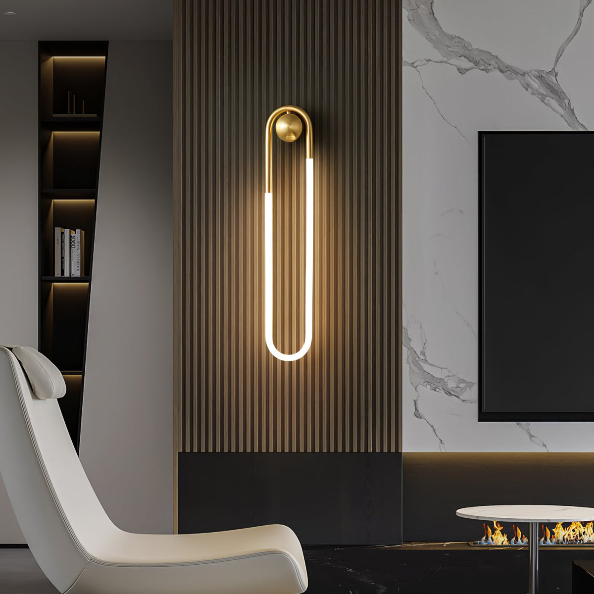 Rudi Loop | Modern LED Wall Sconce, Brass Loop Wall Light for Bedroom, Hallway and Staircase