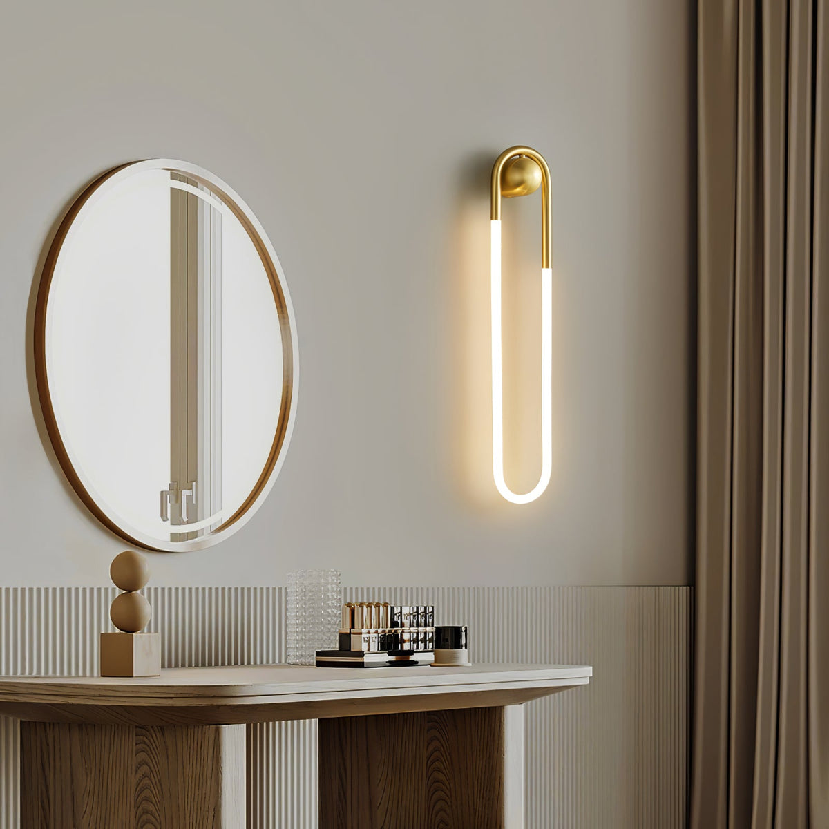 Rudi Loop | Modern LED Wall Sconce, Brass Loop Wall Light for Bedroom, Hallway and Staircase