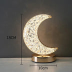 Stellora | Crystal Night Light, Rechargeable Touch Lamp, Moon and Star LED Bedside Table Lamp, Gift