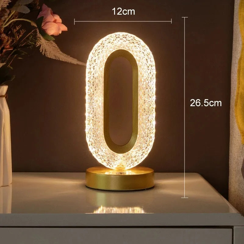 Stellora | Crystal Night Light, Rechargeable Touch Lamp, Moon and Star LED Bedside Table Lamp, Gift