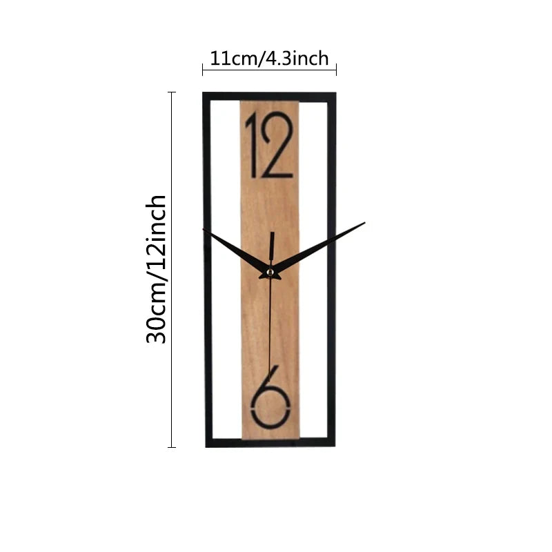 Pillar | Modern Rectangular Wall Clock, Slim Wood and Metal Silent Clock, Minimalist Japandi Decor