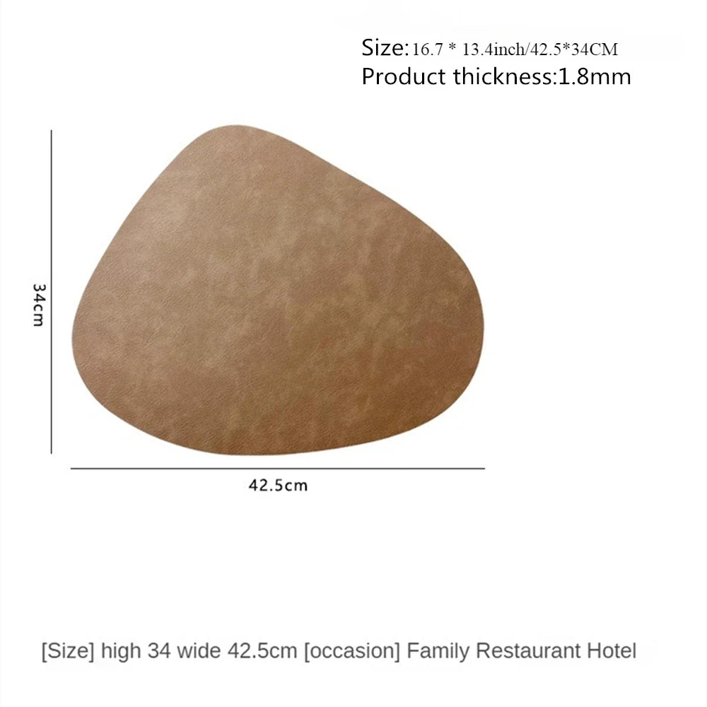Brook | Pebble Shaped Placemats, Faux Leather Double Sided Table Mats, Non Slip Heat Resistant Set