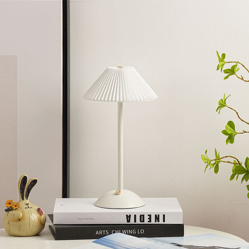 Ellis | Cordless Table Lamp, Rechargeable Pleated Shade Lamp, Dimmable, 8 Colors