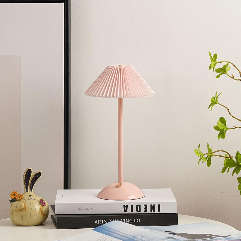 Ellis | Cordless Table Lamp, Rechargeable Pleated Shade Lamp, Dimmable, 8 Colors