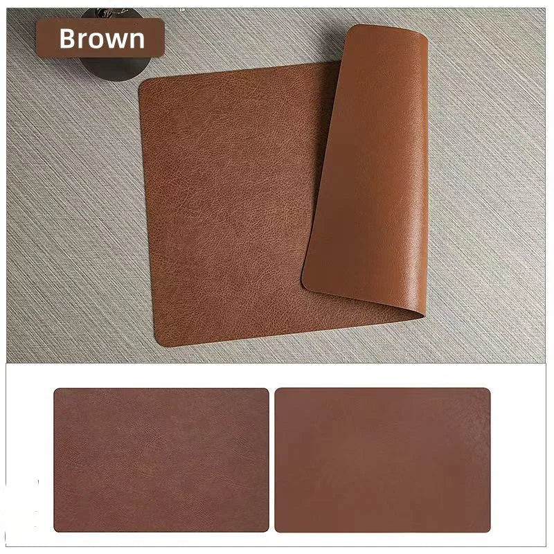 Saddle | Faux Leather Placemats, Double Sided Heat Resistant Waterproof Table Mats, Set of 4 or 6