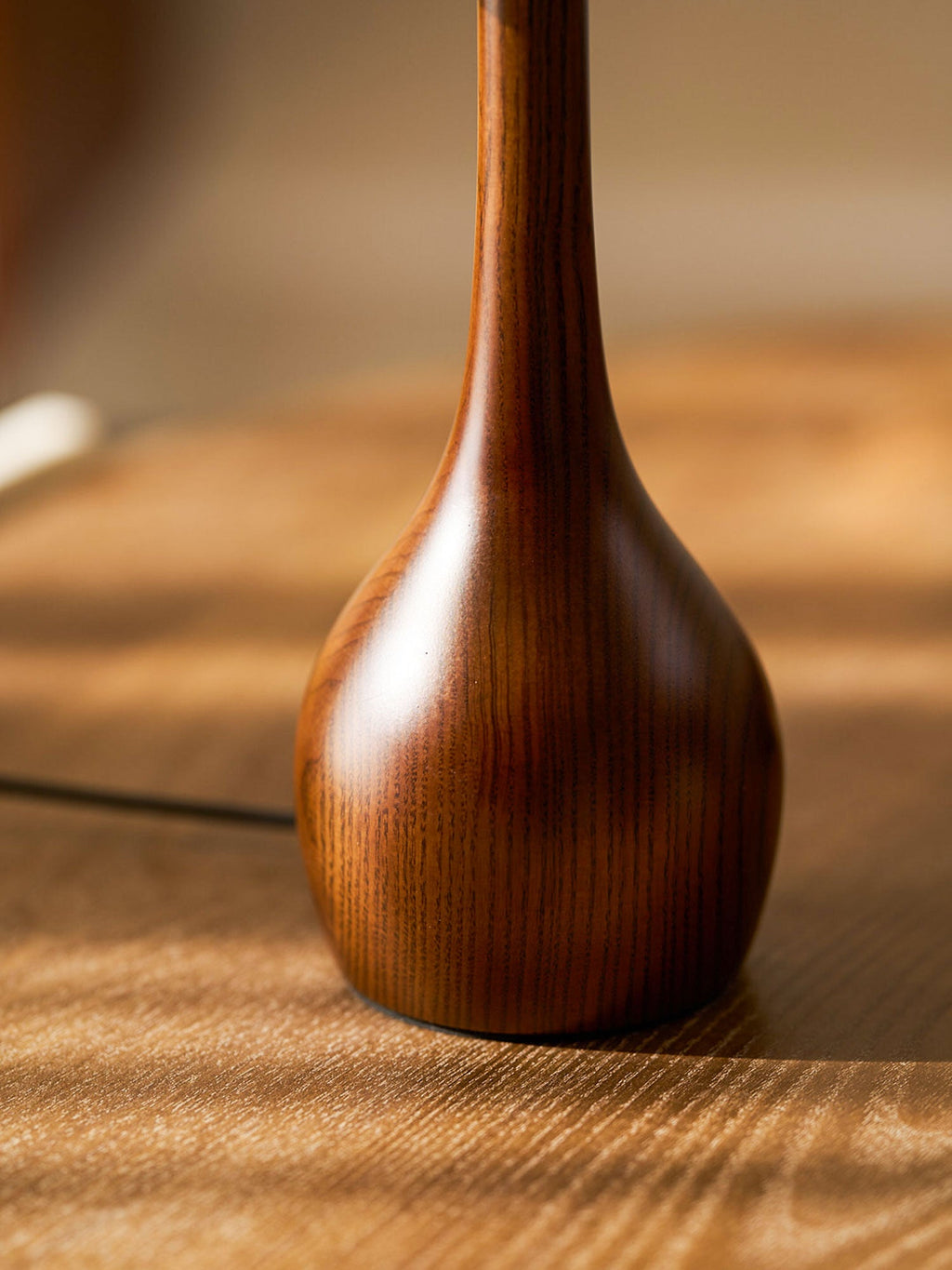 Andi | Glass Mushroom Table Lamp, Walnut Wood Bedside Lamp, 3 Color Plug In Desk Lamp