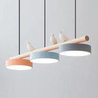 Sienna Bird | Linear Pendant Light with Birds, Wood LED Kitchen Island Chandelier, Dimmable Options