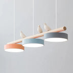 Sienna Bird | Linear Pendant Light with Birds, Wood LED Kitchen Island Chandelier, Dimmable Options