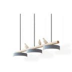 Sienna Bird | Linear Pendant Light with Birds, Wood LED Kitchen Island Chandelier, Dimmable Options
