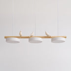 Sienna Bird | Linear Pendant Light with Birds, Wood LED Kitchen Island Chandelier, Dimmable Options