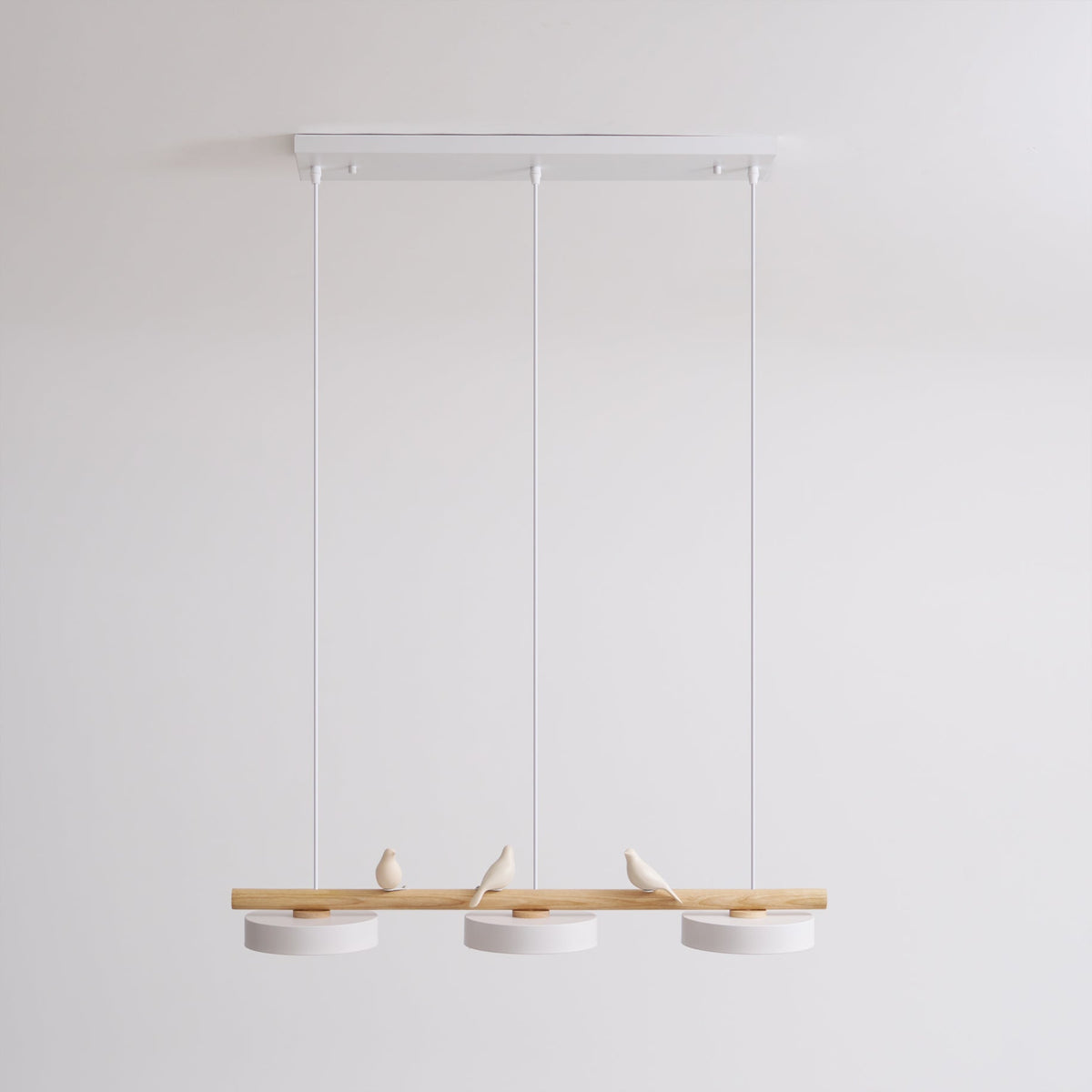 Sienna Bird | Linear Pendant Light with Birds, Wood LED Kitchen Island Chandelier, Dimmable Options