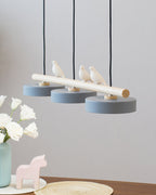 Sienna Bird | Linear Pendant Light with Birds, Wood LED Kitchen Island Chandelier, Dimmable Options