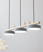 Sienna Bird | Linear Pendant Light with Birds, Wood LED Kitchen Island Chandelier, Dimmable Options