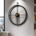 Meridian | Large Modern Wall Clock, Oversized Metal Open Frame Clock, Silent Gold or Black Clock