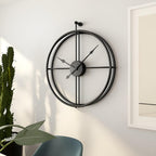 Meridian | Large Modern Wall Clock, Oversized Metal Open Frame Clock, Silent Gold or Black Clock