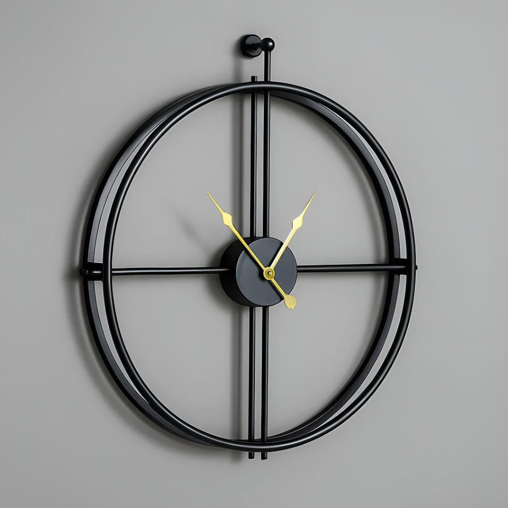 Meridian | Large Modern Wall Clock, Oversized Metal Open Frame Clock, Silent Gold or Black Clock