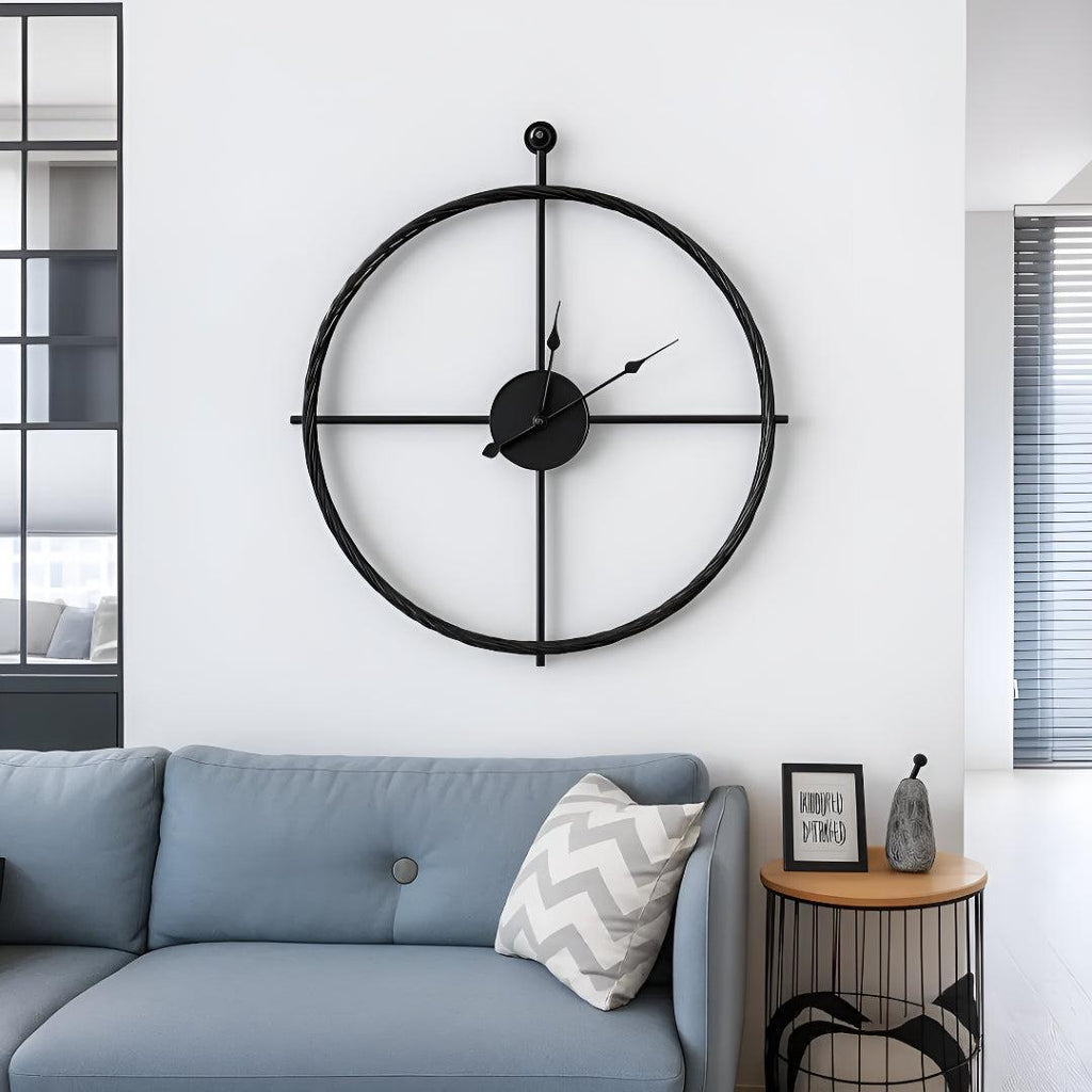 Meridian | Large Modern Wall Clock, Oversized Metal Open Frame Clock, Silent Gold or Black Clock