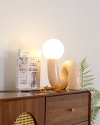 Spiral | Glass Table Lamp, Sculptural Globe Bedside Lamp, Colorful Modern Accent Lamp for Living Room