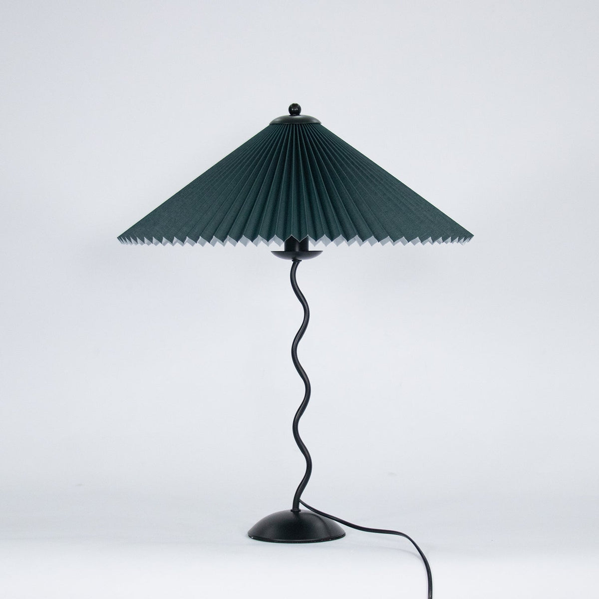 Twirl | Wavy Table Lamp, Pleated Shade Bedside Lamp, Modern Retro Squiggle Lamp for Living Room