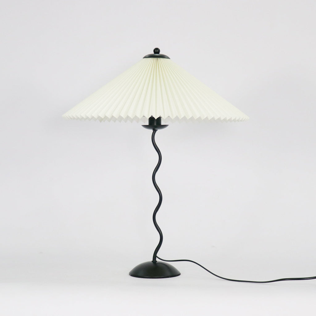 Twirl | Wavy Table Lamp, Pleated Shade Bedside Lamp, Modern Retro Squiggle Lamp for Living Room