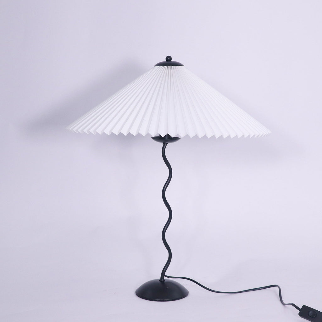 Twirl | Wavy Table Lamp, Pleated Shade Bedside Lamp, Modern Retro Squiggle Lamp for Living Room