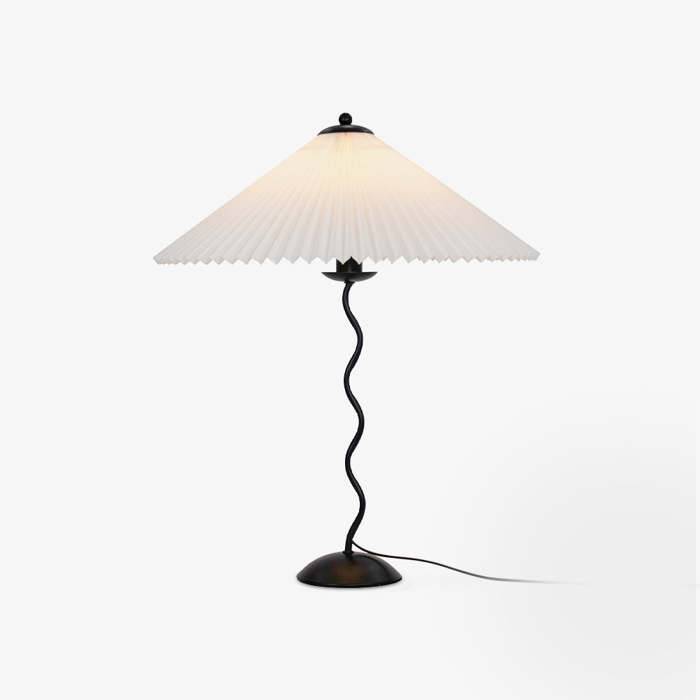 Twirl | Wavy Table Lamp, Pleated Shade Bedside Lamp, Modern Retro Squiggle Lamp for Living Room