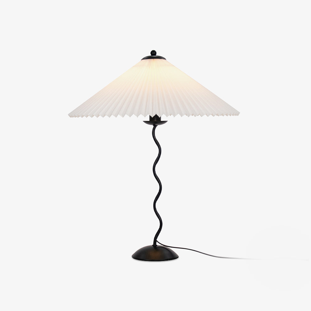 Twirl | Wavy Table Lamp, Pleated Shade Bedside Lamp, Modern Retro Squiggle Lamp for Living Room