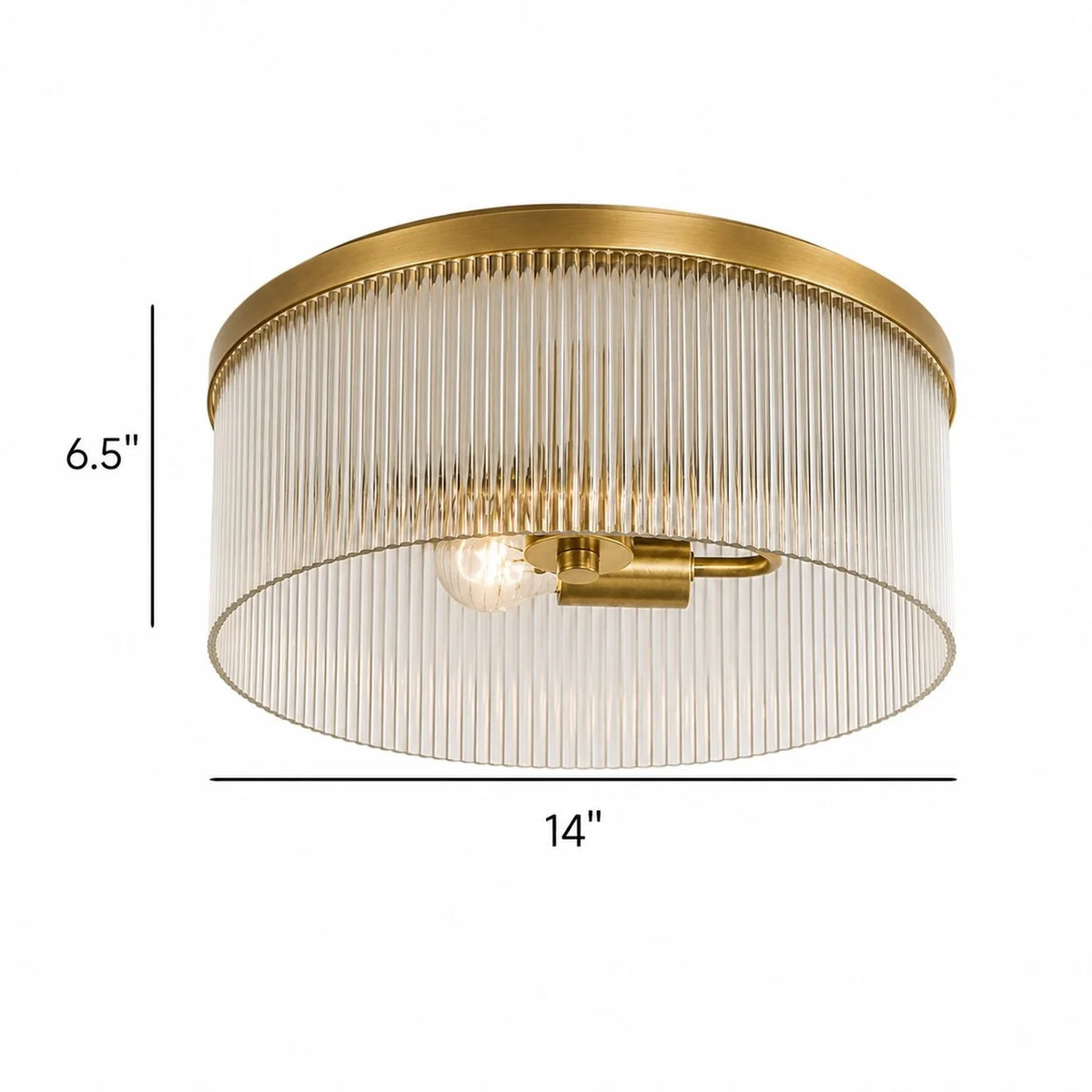 Willow | Ribbed Glass Flush Mount Ceiling Light, Farmhouse Drum Light Fixture for Hallway and Bedroom
